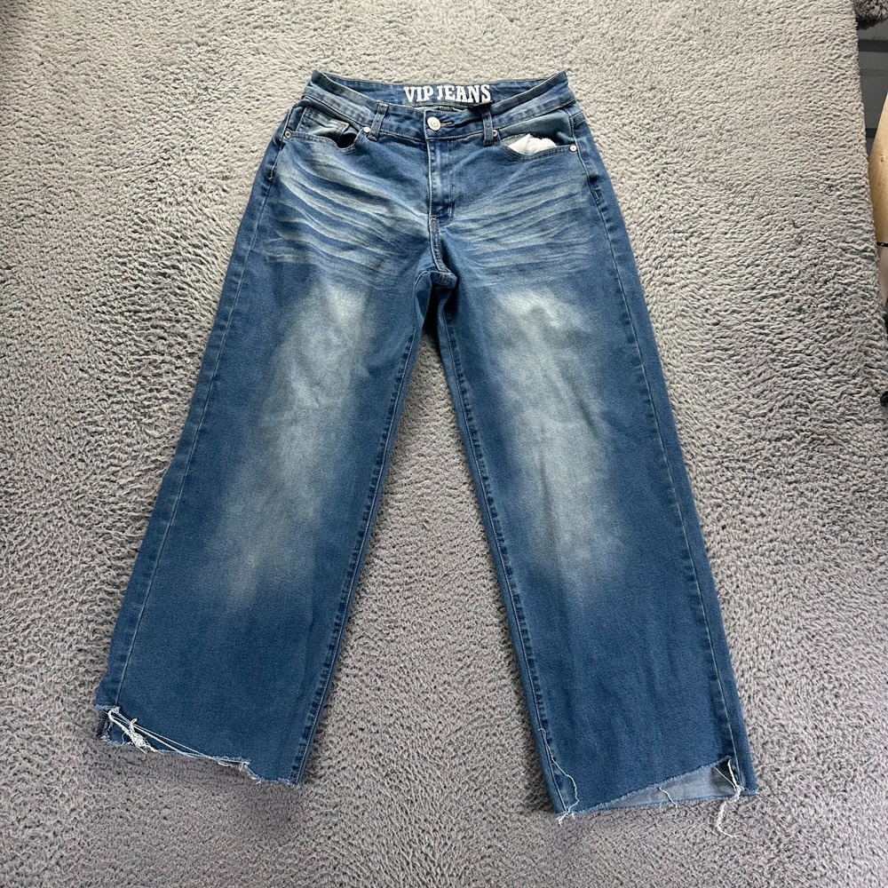 VIP‎ Jeans Womens 7 Blue Cotton Denim Wide-Leg Faded Travel Workwear Stretch